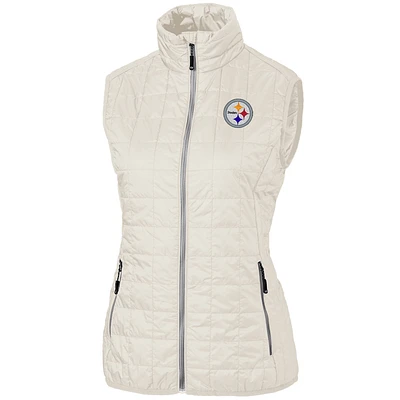 Women's Cutter & Buck Cream Pittsburgh Steelers Rainier PrimaLoft Eco Full-Zip Vest