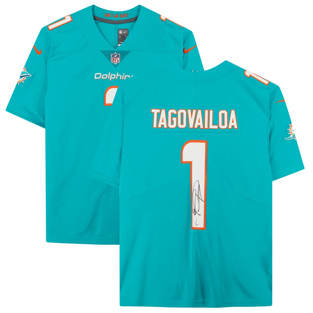 Tua Tagovailoa Miami Dolphins Autographed Aqua Nike Limited Jersey