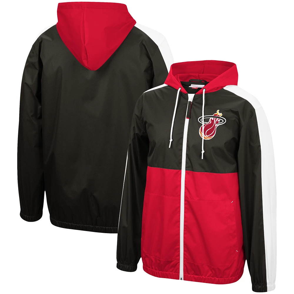Men's Mitchell & Ness Black Miami Heat Game Day Windbreaker Full-Zip Jacket