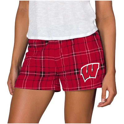 Women's Concepts Sport Red/Black Wisconsin Badgers Ultimate Flannel Sleep Shorts