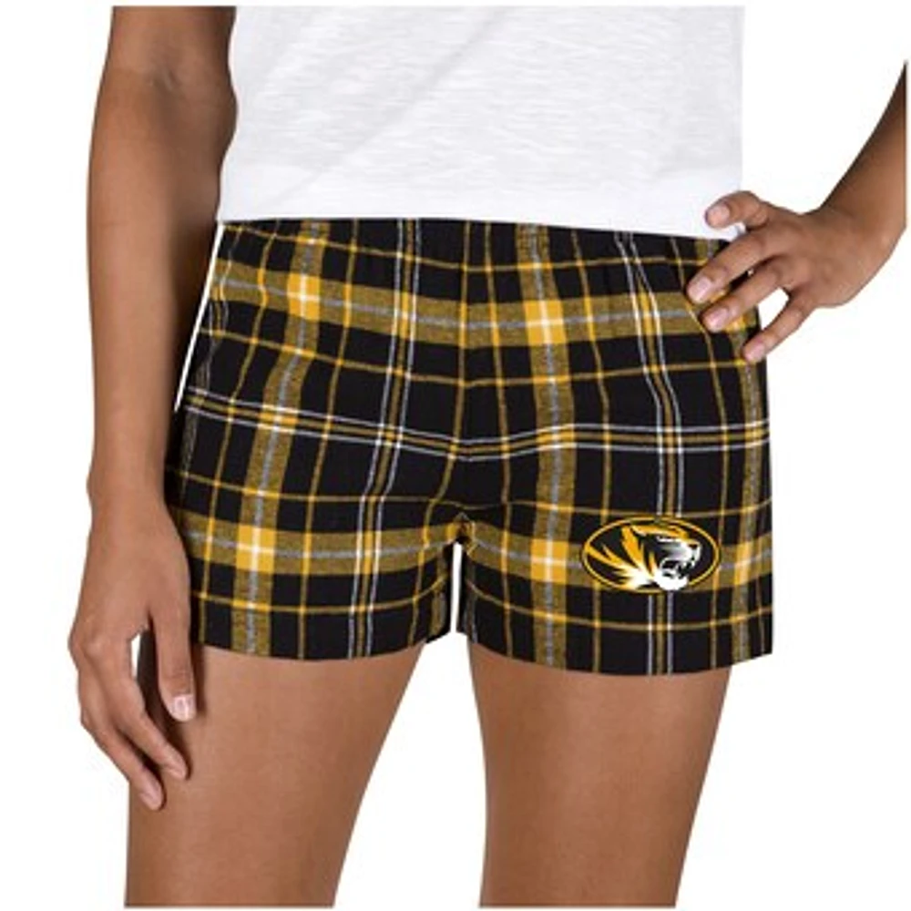 Women's Concepts Sport Black/Gold Missouri Tigers Ultimate Flannel Sleep Shorts