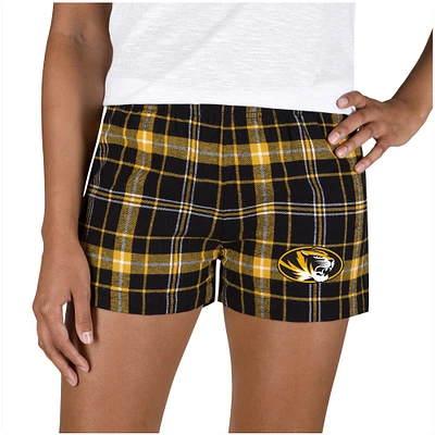 Women's Concepts Sport Black/Gold Missouri Tigers Ultimate Flannel Sleep Shorts