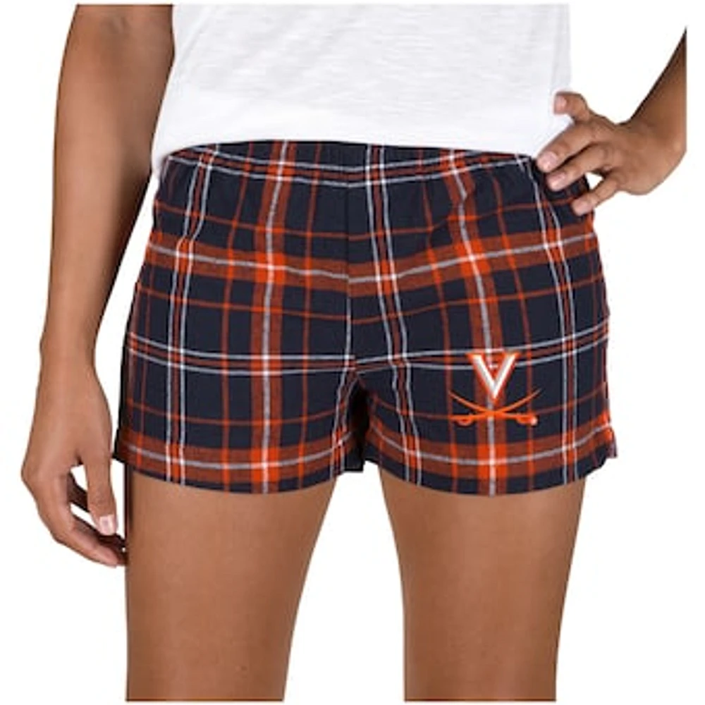 Women's Concepts Sport Navy/Orange Virginia Cavaliers Ultimate Flannel Sleep Shorts