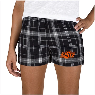 Women's Concepts Sport Black/Gray Oklahoma State Cowboys Ultimate Flannel Sleep Shorts
