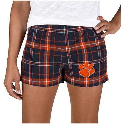 Women's Concepts Sport Navy/Orange Clemson Tigers Ultimate Flannel Sleep Shorts