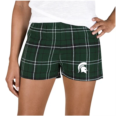 Women's Concepts Sport Green/Black Michigan State Spartans Ultimate Flannel Sleep Shorts