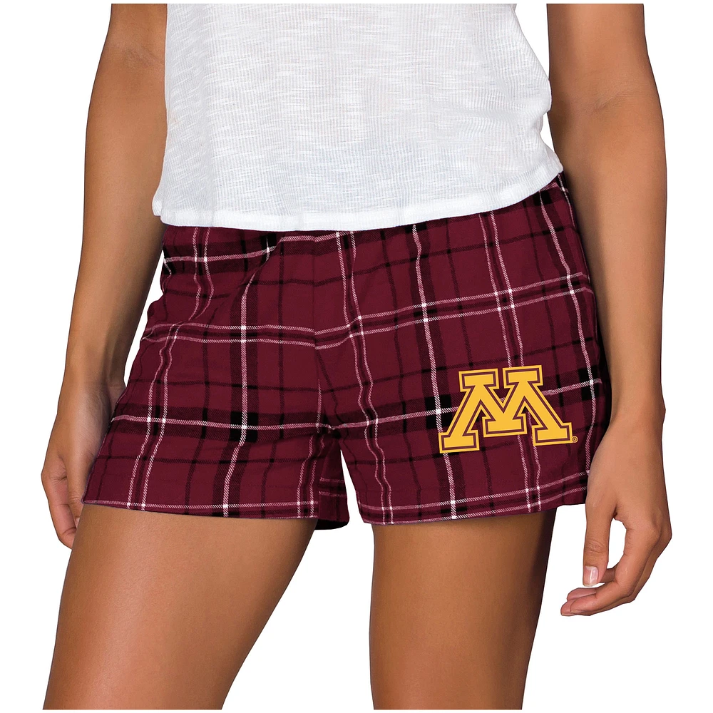 Women's Concepts Sport Maroon/Black Minnesota Golden Gophers Ultimate Flannel Sleep Shorts