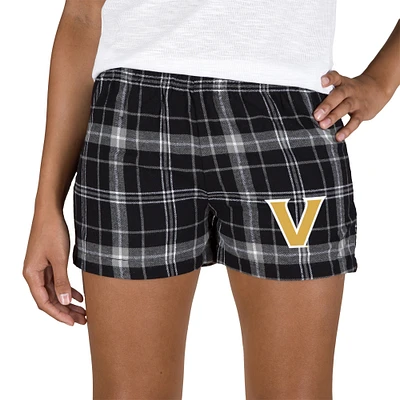Women's Concepts Sport Black/Gray Vanderbilt Commodores Ultimate Flannel Sleep Shorts