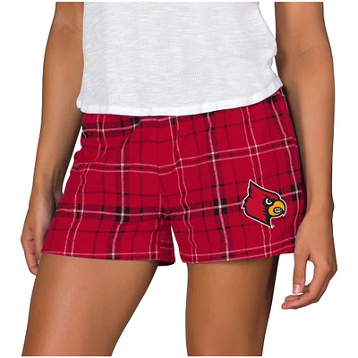 Women's Concepts Sport Red/Black Louisville Cardinals Ultimate Flannel Sleep Shorts