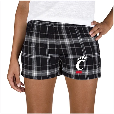 Women's Concepts Sport Black/Gray Cincinnati Bearcats Ultimate Flannel Sleep Shorts