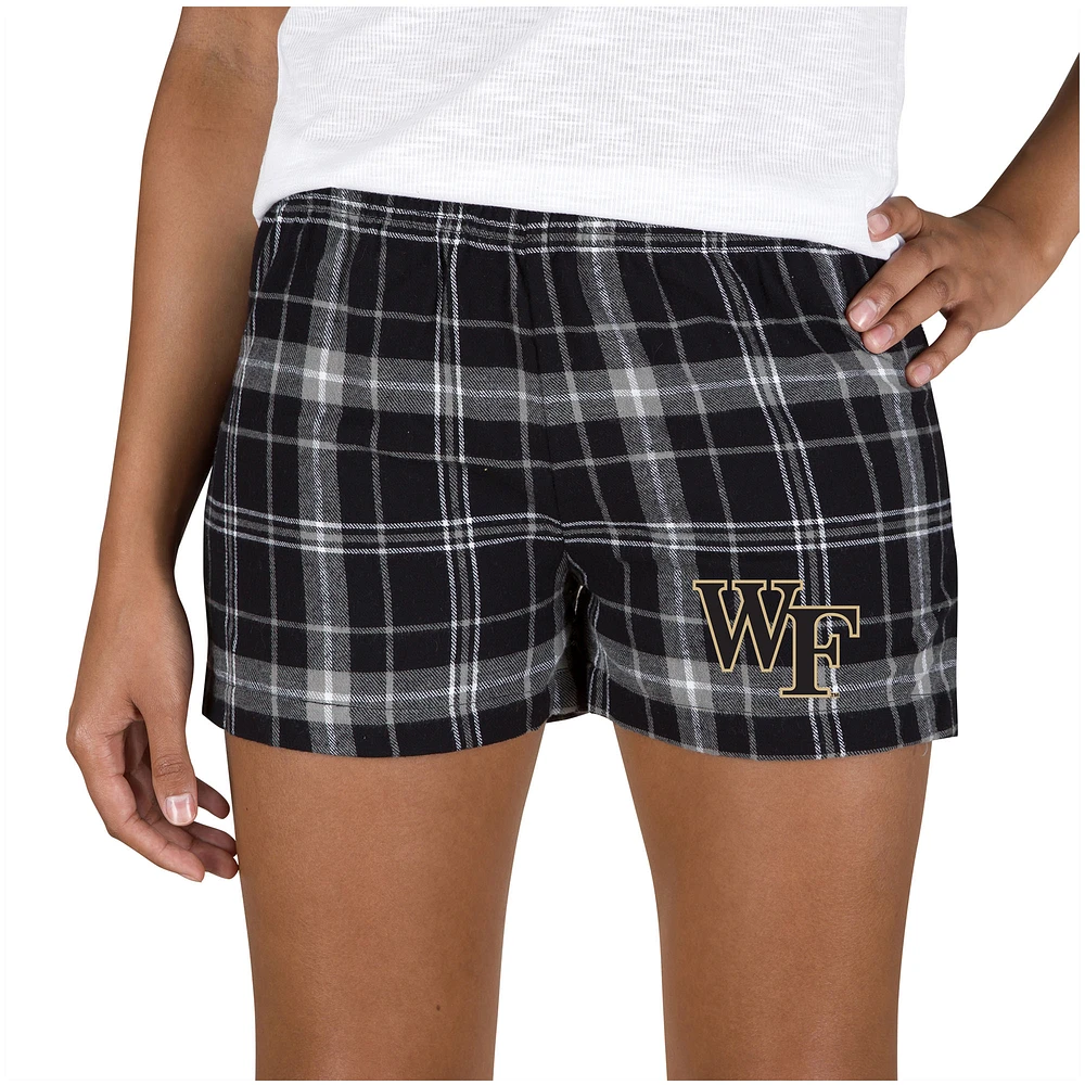 Women's Concepts Sport Black/Gray Wake Forest Demon Deacons Ultimate Flannel Sleep Shorts