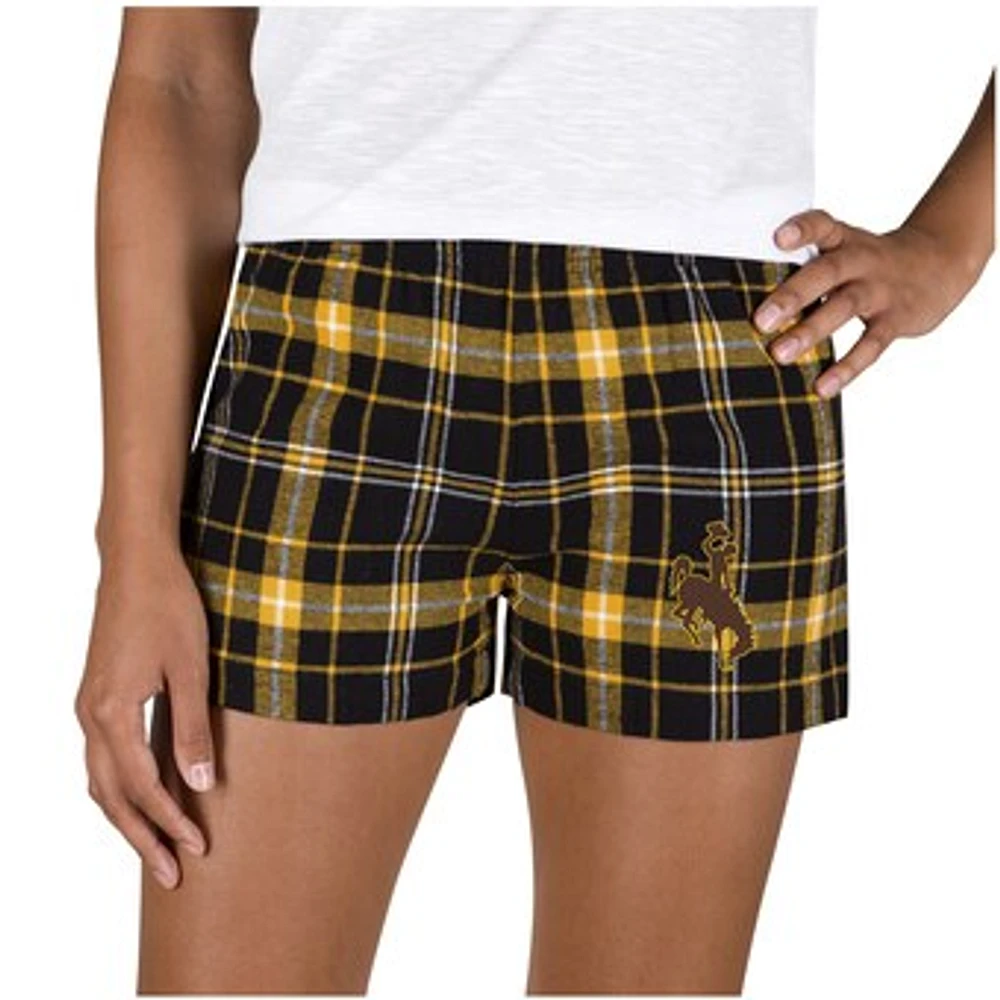Women's Concepts Sport Black/Gold Wyoming Cowboys Ultimate Flannel Sleep Shorts