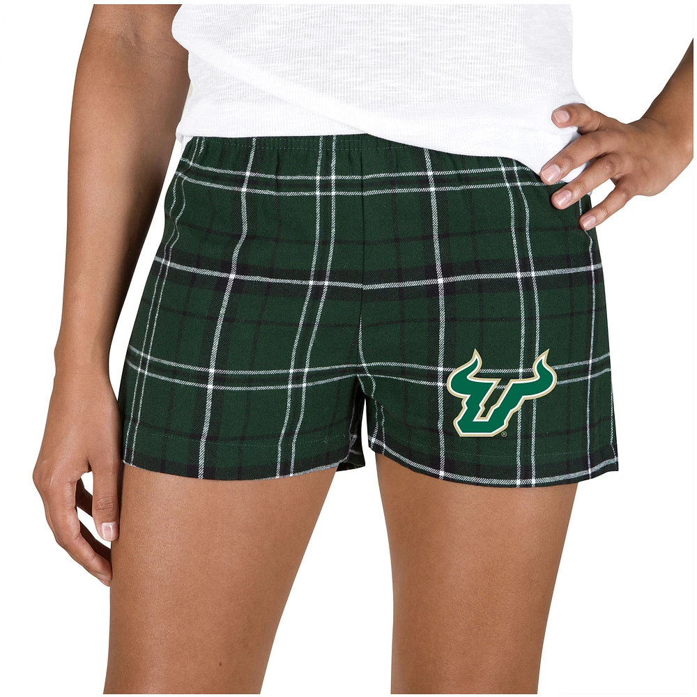 Women's Concepts Sport Green/Black South Florida Bulls Ultimate Flannel Sleep Shorts
