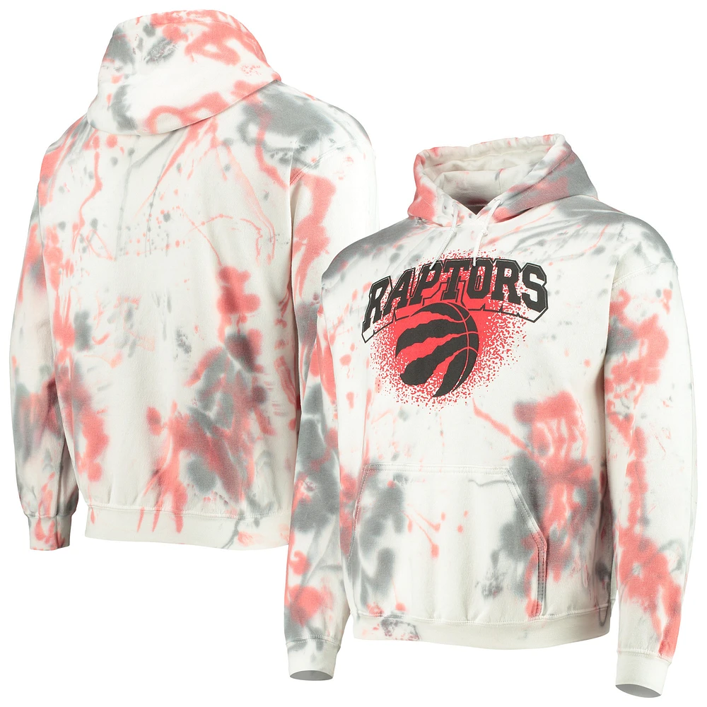 Men's Junk Food Cream Toronto Raptors Tie-Dye Pullover Hoodie
