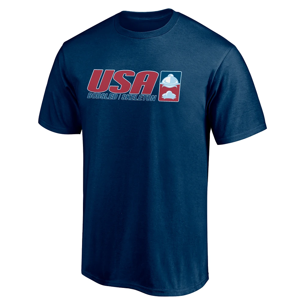 Men's Navy USA Bobsled & Skeleton Core Primary Logo T-Shirt