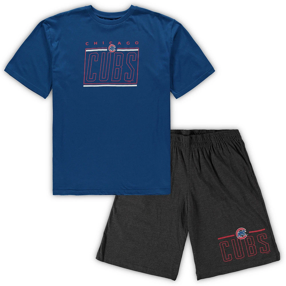 Men's Concepts Sport Royal/Heathered Charcoal Chicago Cubs Big & Tall Top Shorts Sleep Set