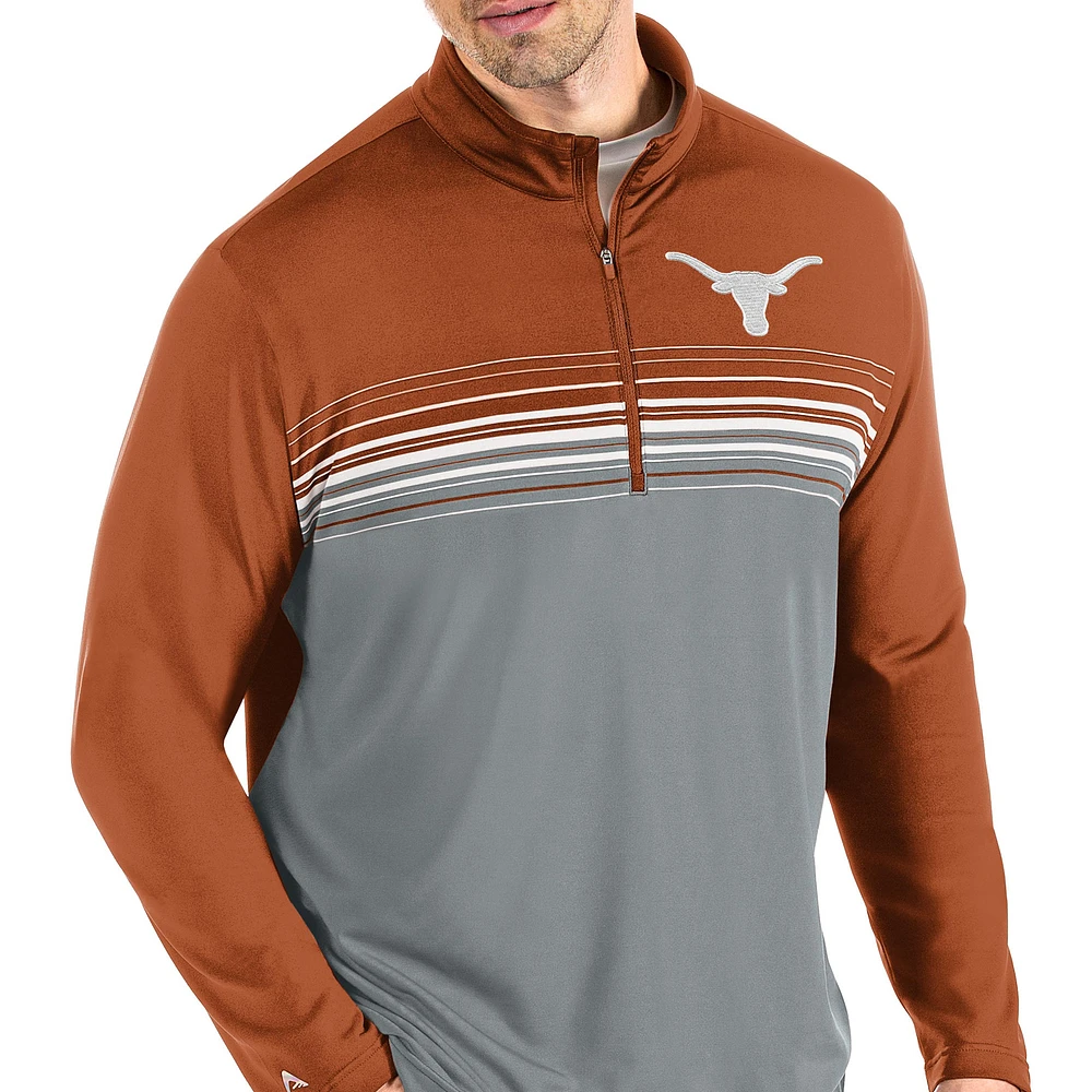 Men's Antigua Texas Orange/Gray Texas Longhorns Pace Quarter-Zip Pullover Jacket