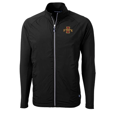Men's Cutter & Buck Black Iowa State Cyclones Adapt Eco Knit Full-Zip Jacket