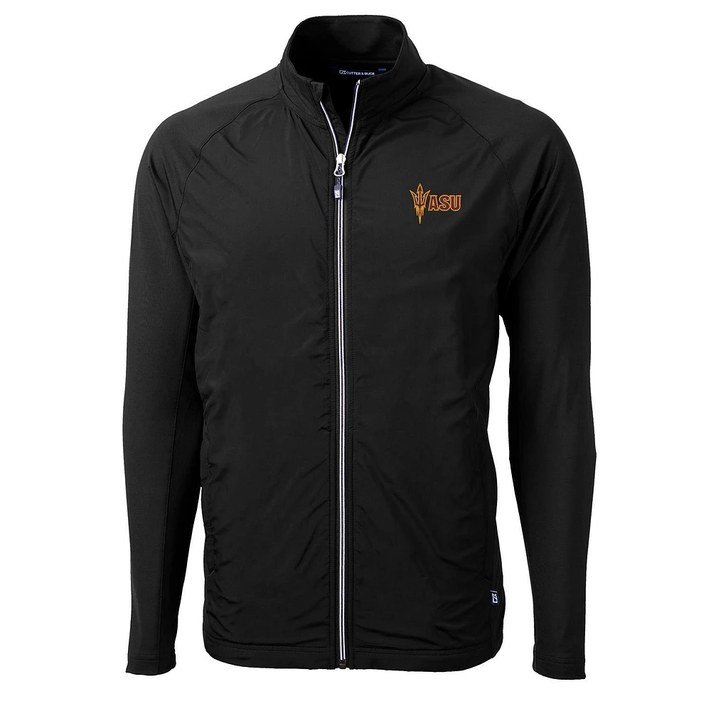 Men's Cutter & Buck Black Arizona State Sun Devils Adapt Eco Knit Full-Zip Jacket