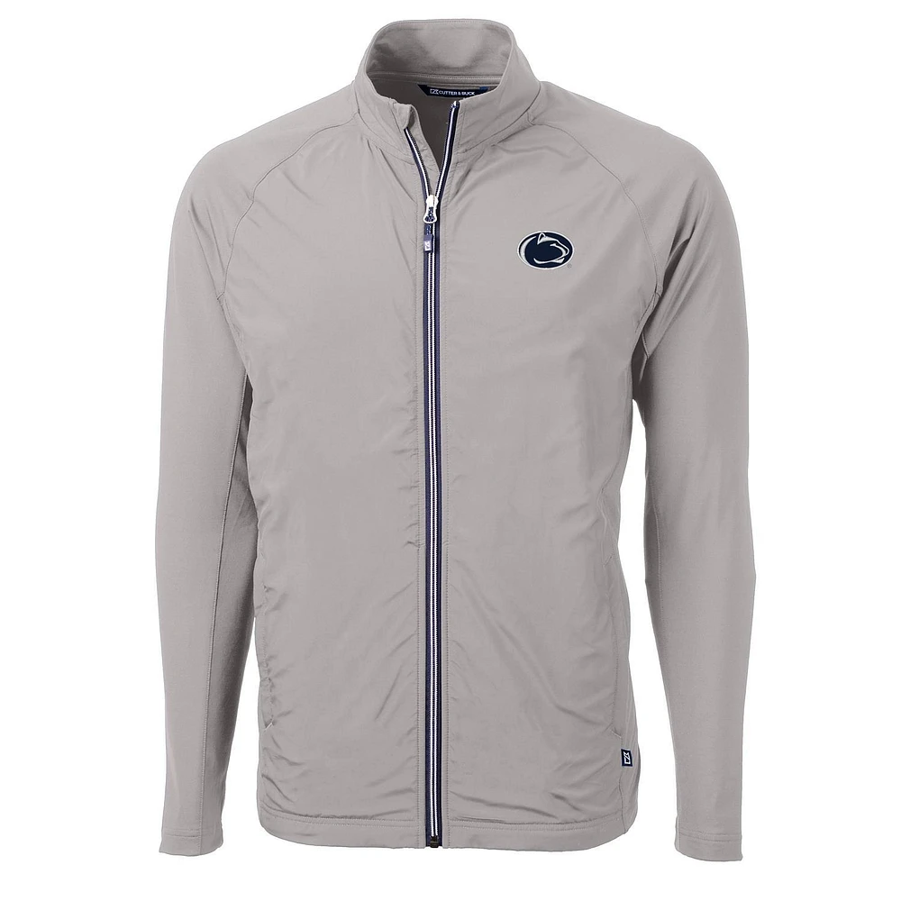 Men's Cutter & Buck Gray Penn State Nittany Lions Adapt Eco Knit Full-Zip Jacket