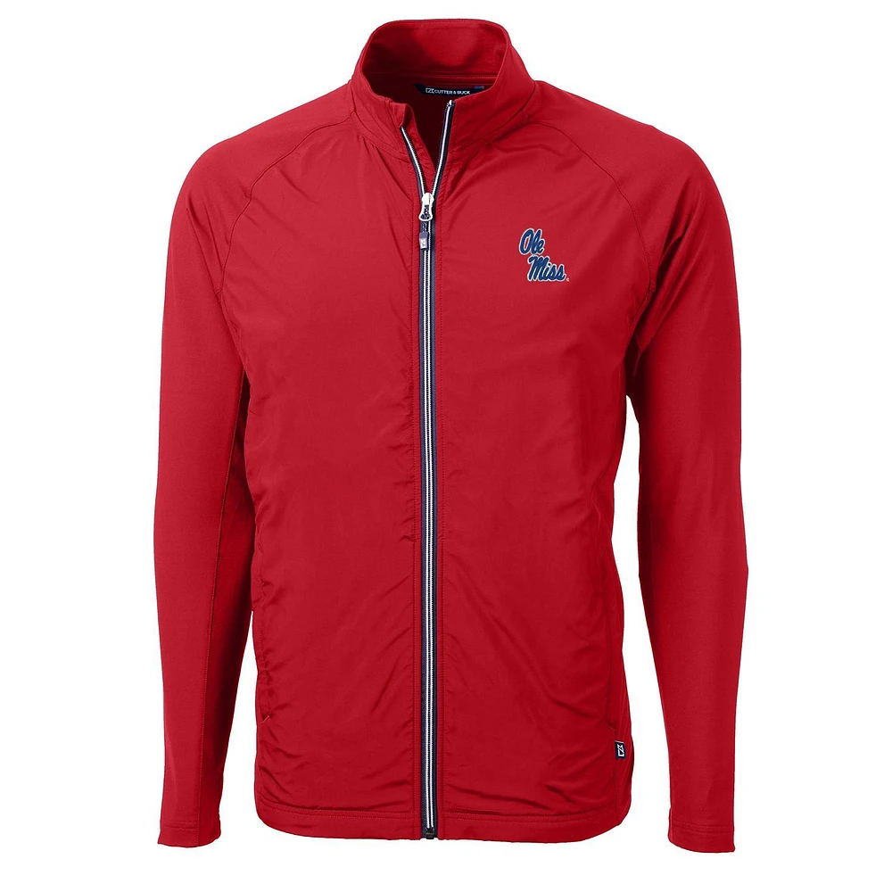 Men's Cutter & Buck Red Ole Miss Rebels Adapt Eco Knit Full-Zip Jacket