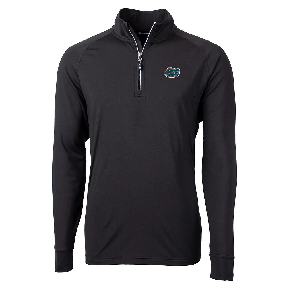 Men's Cutter & Buck Black Florida Gators Adapt Eco Knit Quarter-Zip Pullover Jacket