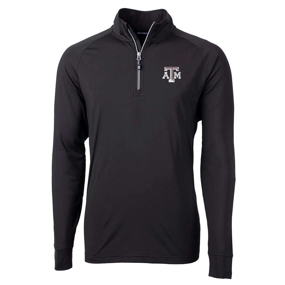 Men's Cutter & Buck Black Texas A&M Aggies Adapt Eco Knit Quarter-Zip Pullover Jacket