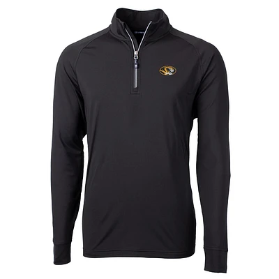 Men's Cutter & Buck Black Missouri Tigers Adapt Eco Knit Quarter-Zip Pullover Jacket