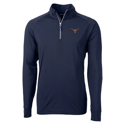 Men's Cutter & Buck Navy Texas Longhorns Adapt Eco Knit Quarter-Zip Pullover Jacket