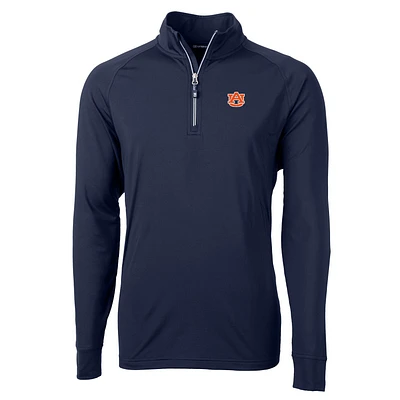 Men's Cutter & Buck Navy Auburn Tigers Adapt Eco Knit Quarter-Zip Pullover Jacket
