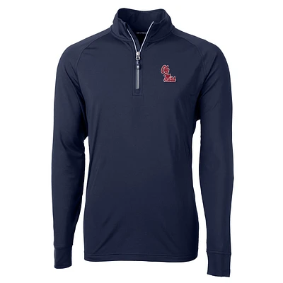 Men's Cutter & Buck Navy Ole Miss Rebels Adapt Eco Knit Quarter-Zip Pullover Jacket