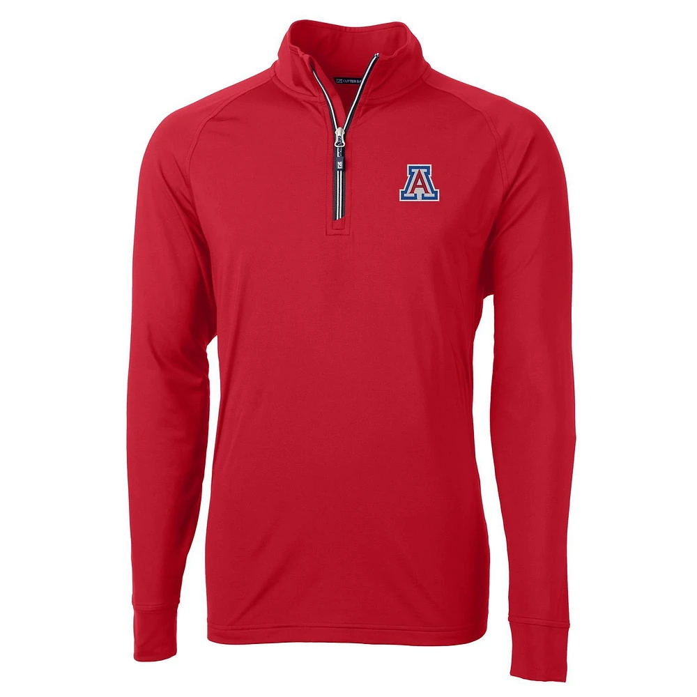 Men's Cutter & Buck Red Arizona Wildcats Adapt Eco Knit Quarter-Zip Pullover Jacket