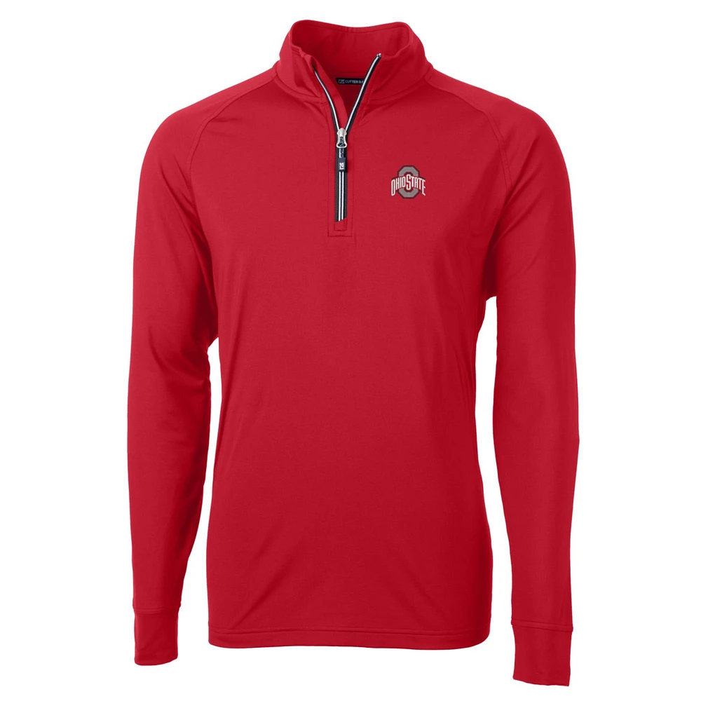 Men's Cutter & Buck Scarlet Ohio State Buckeyes Adapt Eco Knit Quarter-Zip Pullover Jacket