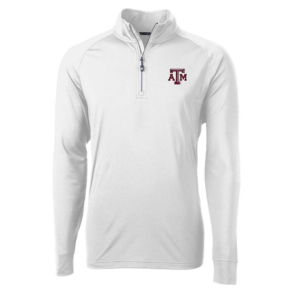 Men's Cutter & Buck White Texas A&M Aggies Adapt Eco Knit Quarter-Zip Pullover Jacket