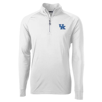 Men's Cutter & Buck White Kentucky Wildcats Adapt Eco Knit Quarter-Zip Pullover Jacket