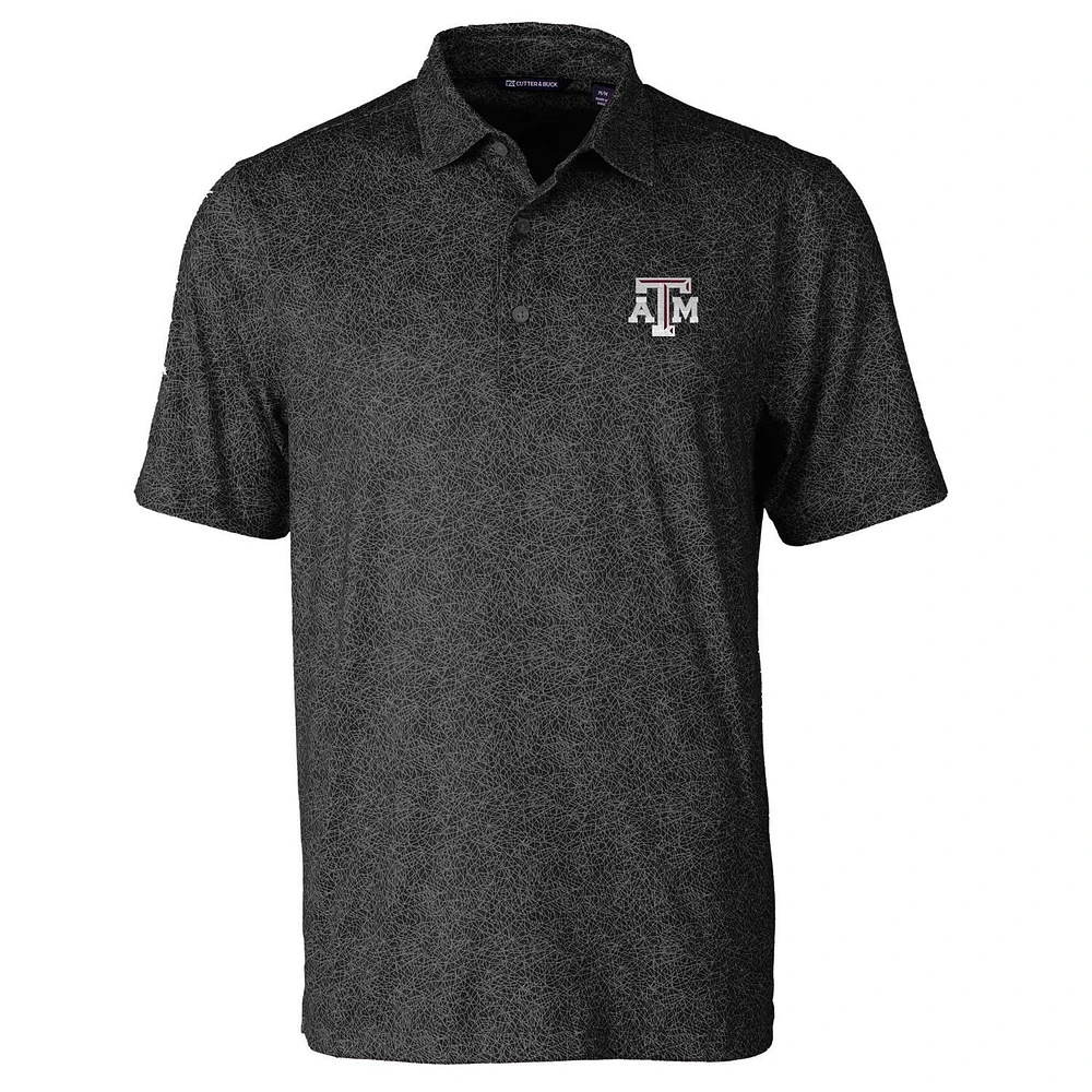 Men's Cutter & Buck Black Texas A&M Aggies Pike Constellation Print Stretch Polo