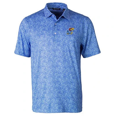 Men's Cutter & Buck Royal Kansas Jayhawks Pike Constellation Print Stretch Polo