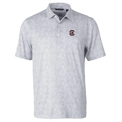 Men's Cutter & Buck Gray South Carolina Gamecocks Pike Constellation Print Stretch Polo