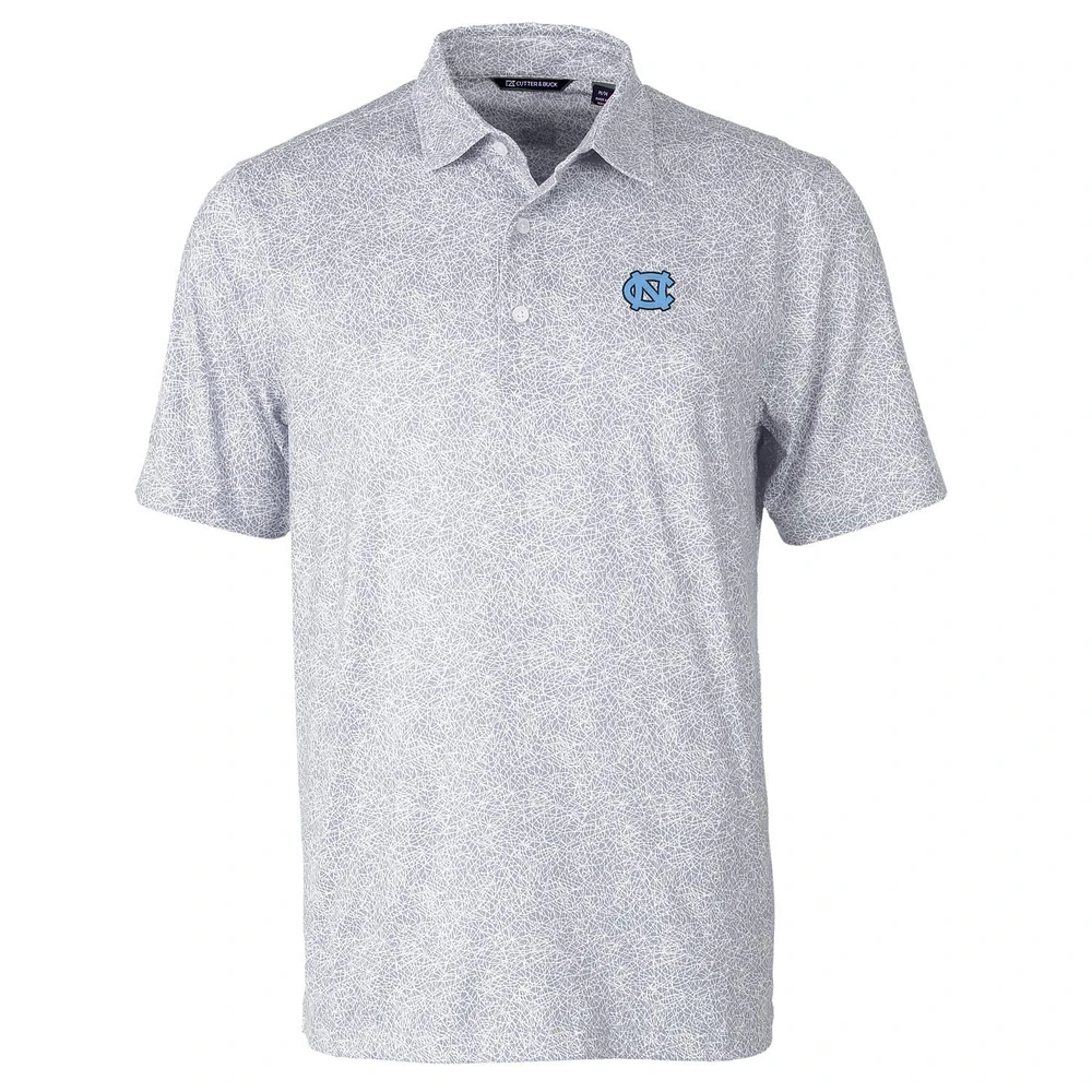 Men's Cutter & Buck Gray North Carolina Tar Heels Pike Constellation Print Stretch Polo
