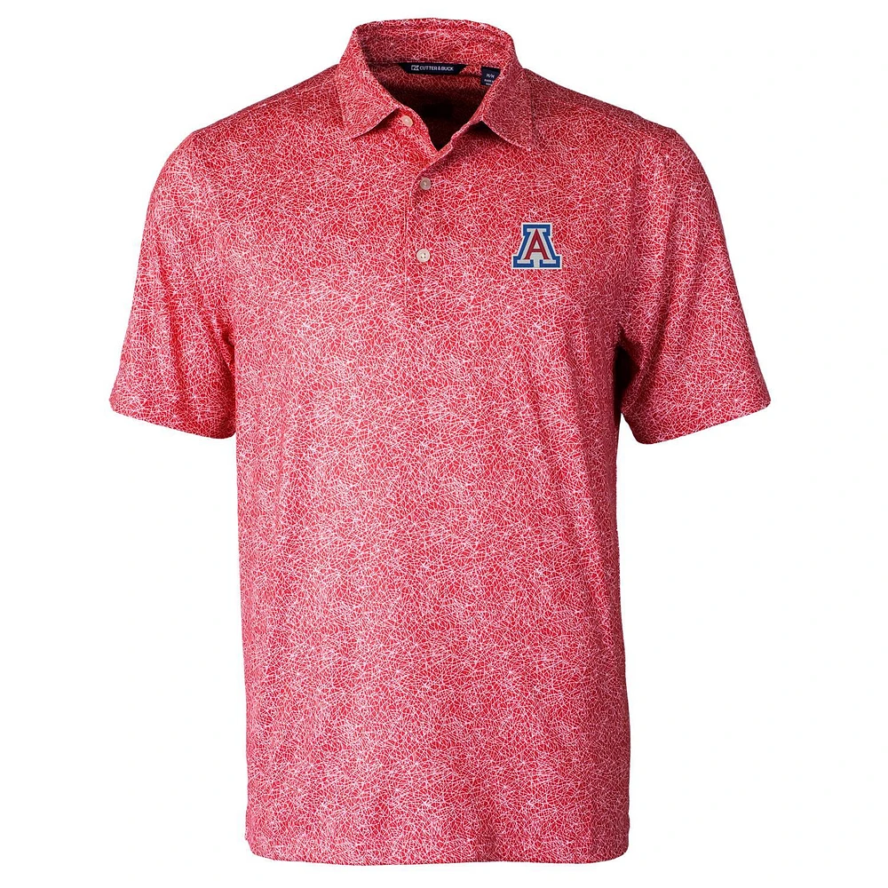 Men's Cutter & Buck Red Arizona Wildcats Pike Constellation Print Stretch Polo