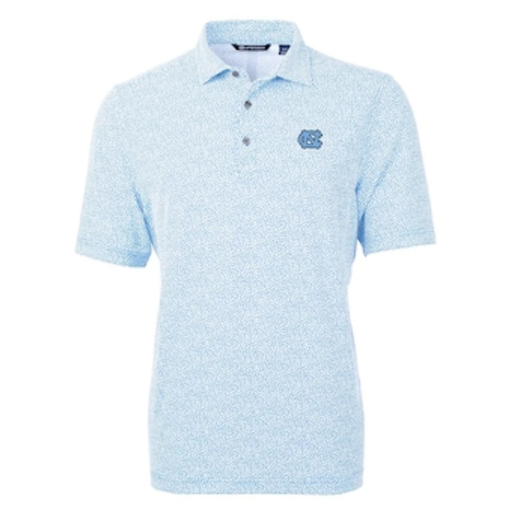 Men's Cutter & Buck Light Blue North Carolina Tar Heels Virtue Eco Pique Botanical Print Polo