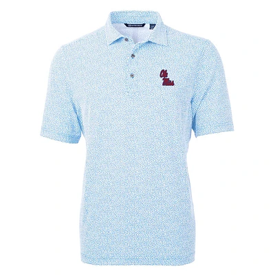 Men's Cutter & Buck Light Blue Ole Miss Rebels Virtue Eco Pique Botanical Print Polo