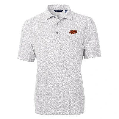 Men's Cutter & Buck Gray Oklahoma State Cowboys Virtue Eco Pique Botanical Print Polo
