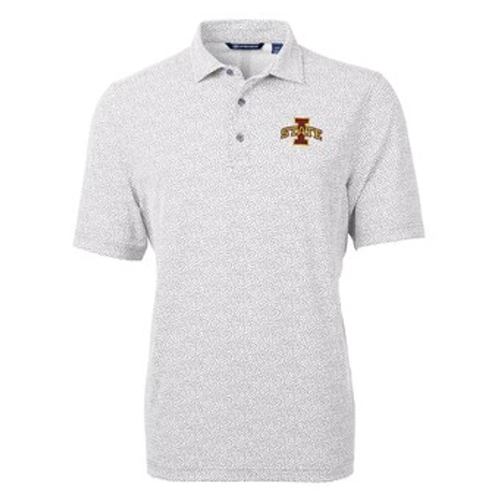 Men's Cutter & Buck Gray Iowa State Cyclones Virtue Eco Pique Botanical Print Polo