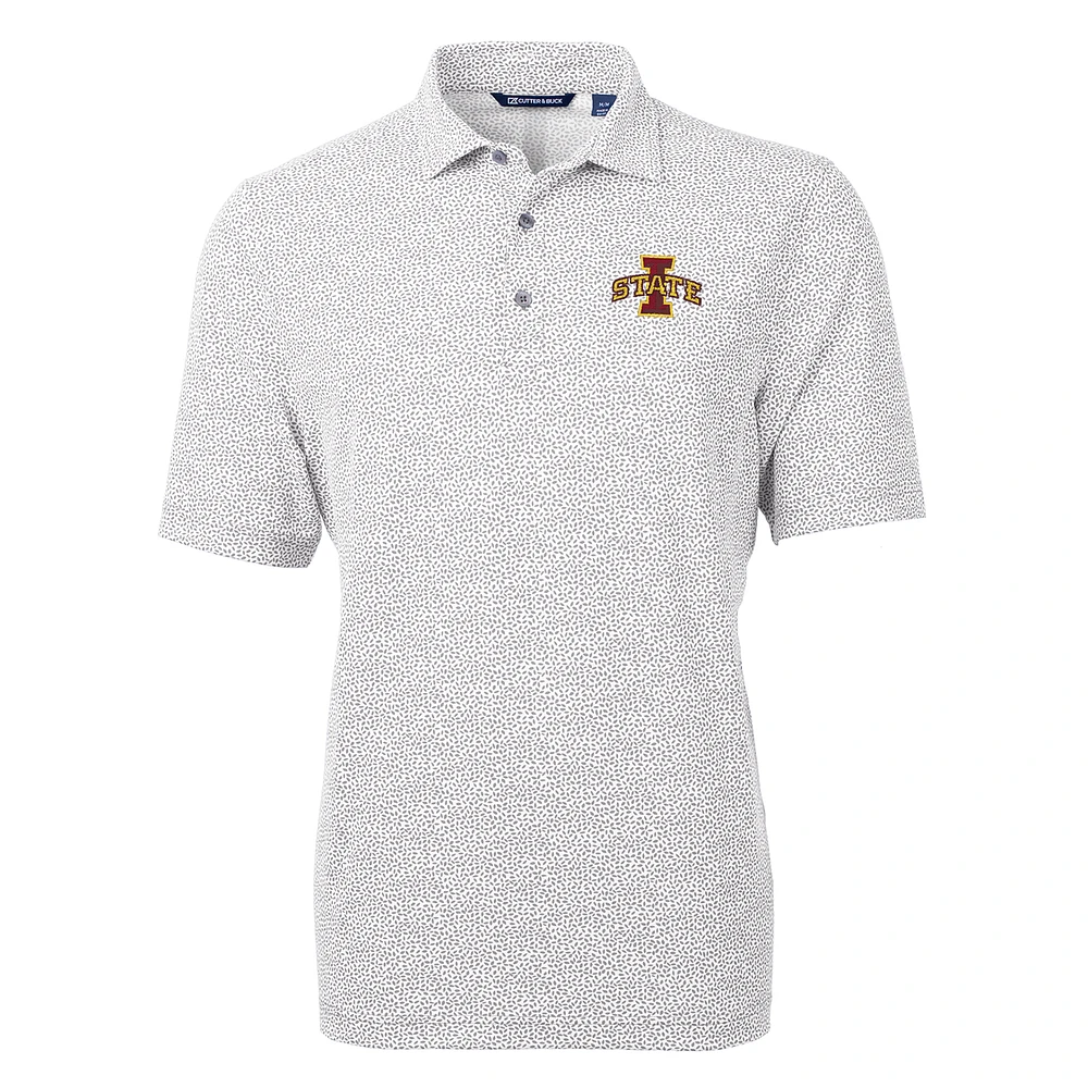Men's Cutter & Buck Gray Iowa State Cyclones Virtue Eco Pique Botanical Print Polo