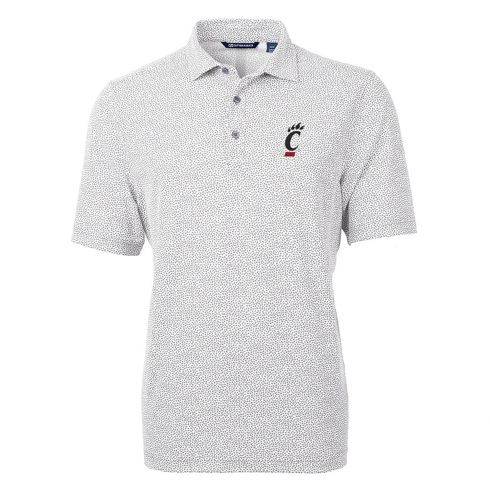 Men's Cutter & Buck Gray Cincinnati Bearcats Virtue Eco Pique Botanical Print Polo