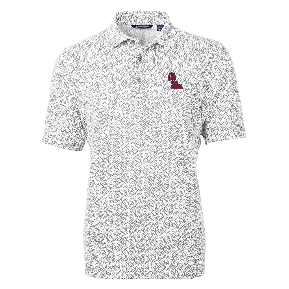 Men's Cutter & Buck Gray Ole Miss Rebels Virtue Eco Pique Botanical Print Polo