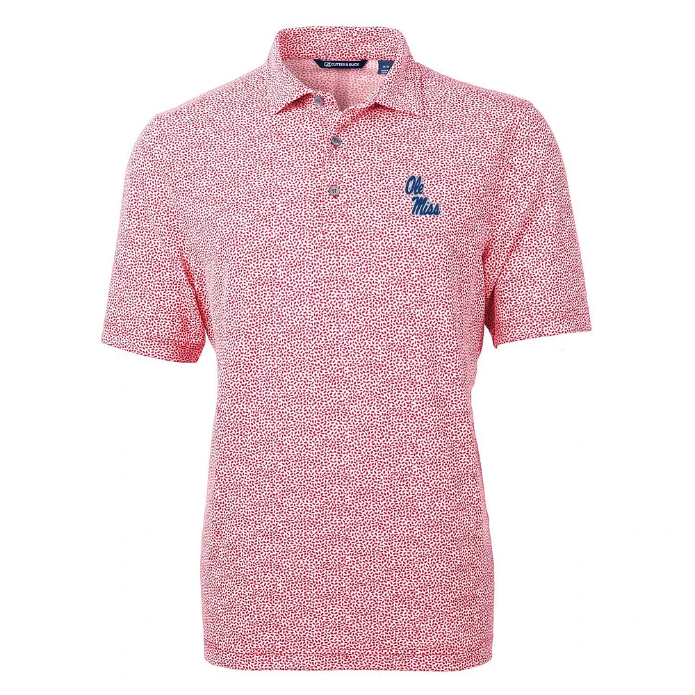Men's Cutter & Buck Red Ole Miss Rebels Virtue Eco Pique Botanical Print Polo