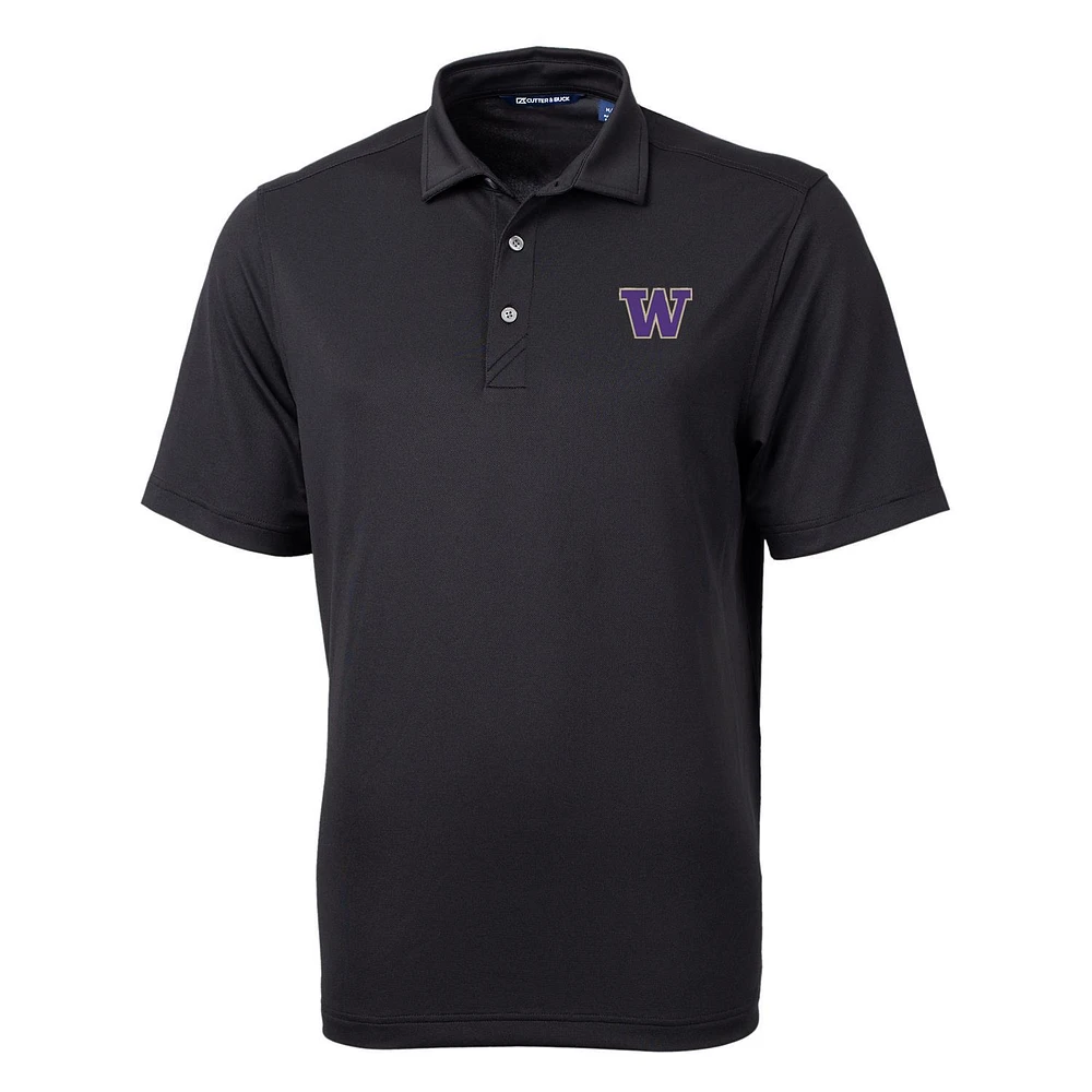 Men's Cutter & Buck Black Washington Huskies Virtue Eco Pique Recycled Polo