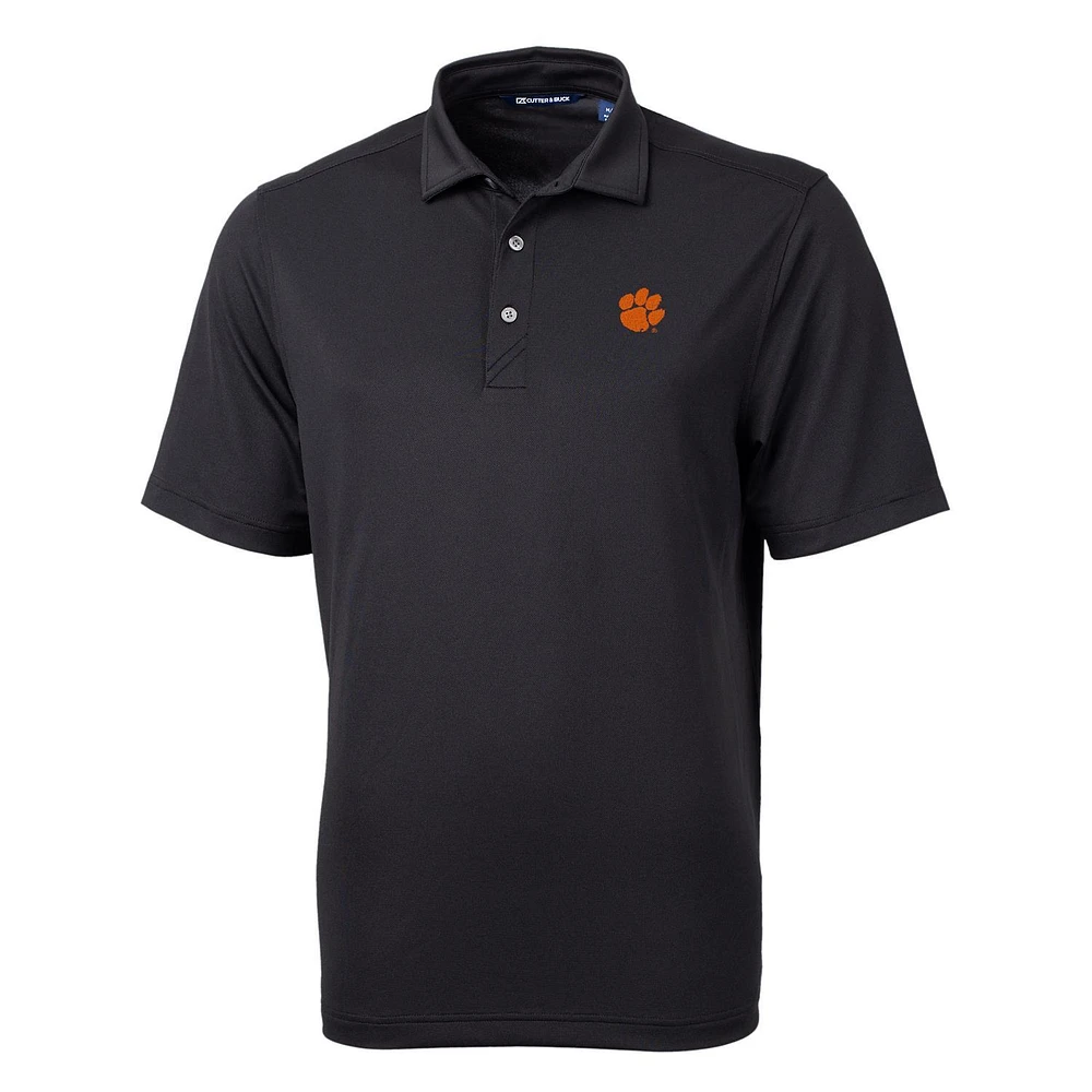 Men's Cutter & Buck Black Clemson Tigers Virtue Eco Pique Recycled Polo